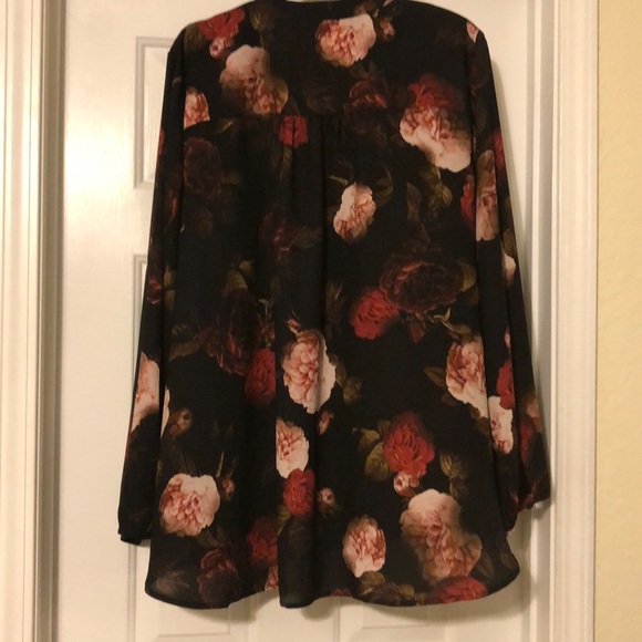 Lane Bryant Black and Floral Print Blouse - Picture 3 of 3